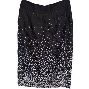Monsoon Black & White Polka Dot Skirt Size 8 Knee-Length Cotton Blend Womens